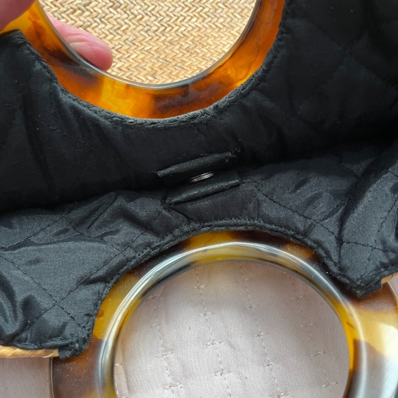 Gail DeLoach Asiaphile Woven Gator Brown Rattan Handbag Purse Clutch Vintage - Picture 9 of 13